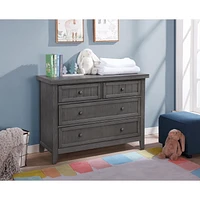 Dream On Me Maple Double Dresser I Kids Bedroom Dresser I Four Drawers Dresser I  Farmhouse Modern, Model #598-WWHITE, 598-WGREY, 598-W, 598-OAKGY