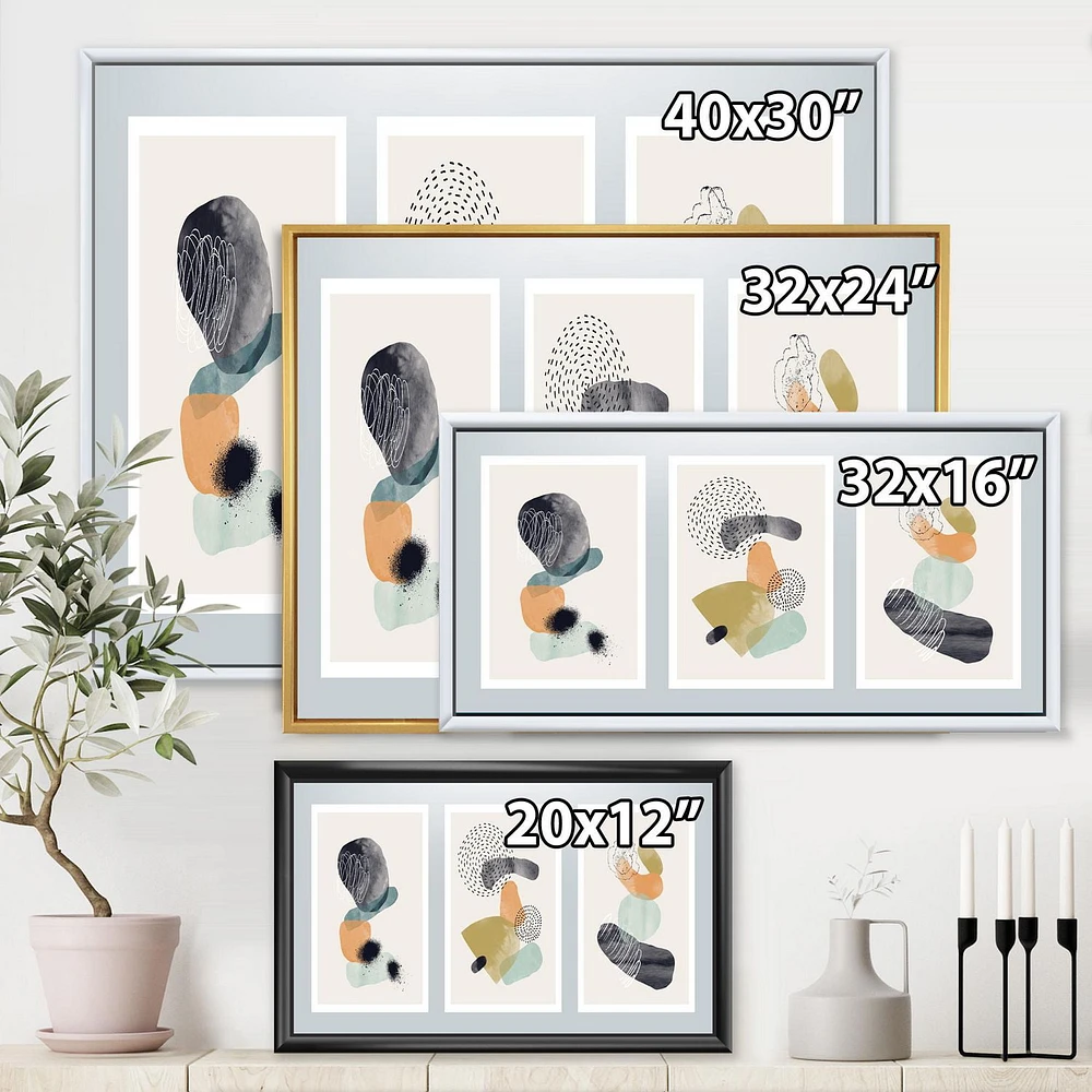 Designart Minimalistic Compostion of Organic Shapes I FLOAT FRAME WALL ART