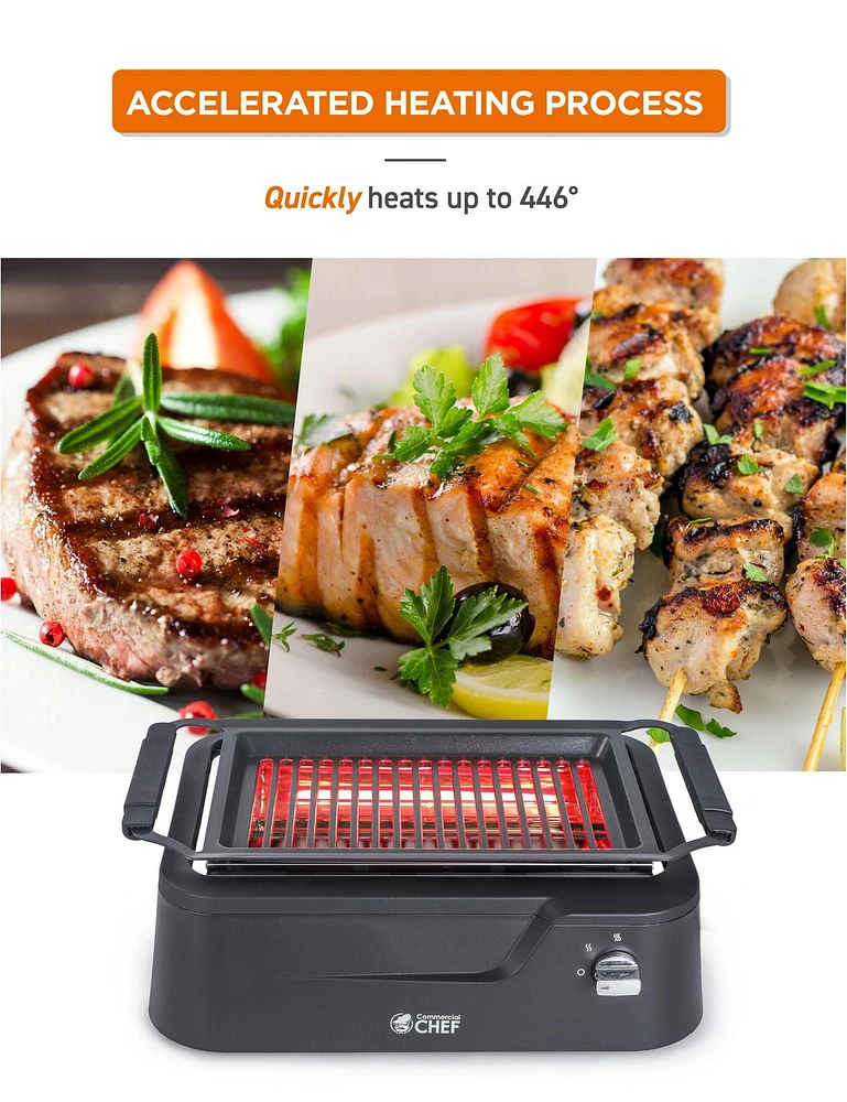 COMMERCIAL CHEF Indoor Smokeless Infrared Grill