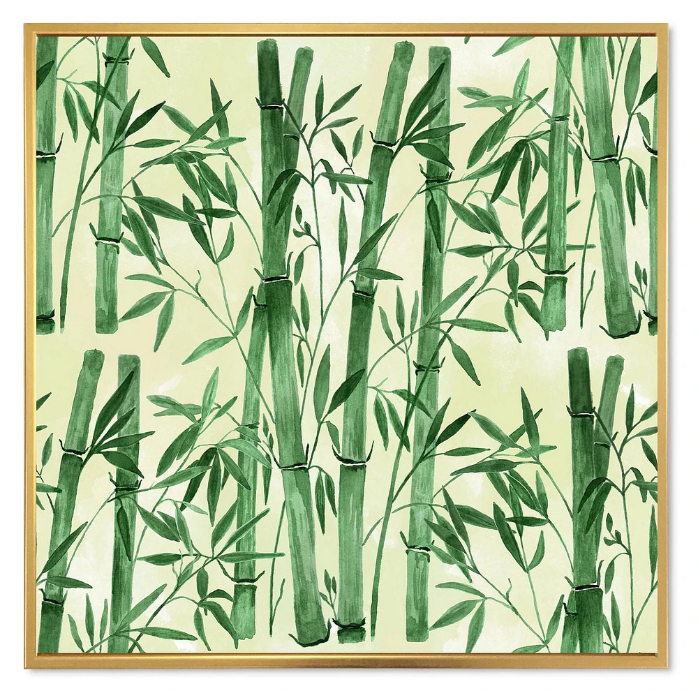 Designart Bamboo Branches In The Forest I FLOAT FRAME WALL ART