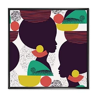 Designart Ethnic Geometric Silhouette of Afro American III FLOAT FRAME WALL ART