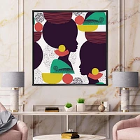 Designart Ethnic Geometric Silhouette of Afro American III FLOAT FRAME WALL ART