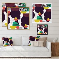 Designart Ethnic Geometric Silhouette of Afro American III FLOAT FRAME WALL ART