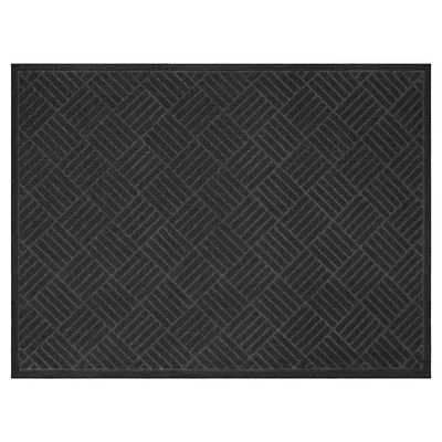 3'x4' Parquet Black Embossed Needlepunch Indoor/Outdoor Mat