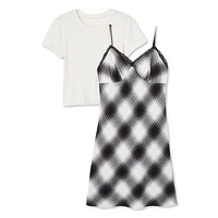 No Boundaries Women's Plaid Dress 2-Piece Set
