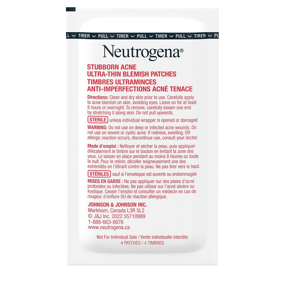 Neutrogena Stubborn Acne Blemish Patches, Hydrocolloid Spot Treatment, Pimple Care Patch, Hypoallergenic, Duo Pack, 24 Per Pack