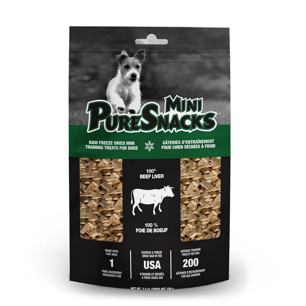 Mini-PureSnacks Freeze Dried Trainers, Beef Liver, 100g, 100g | 3.5oz