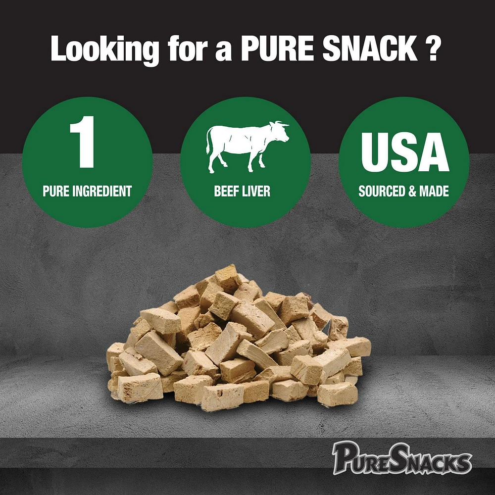 Mini-PureSnacks Freeze Dried Trainers, Beef Liver, 100g, 100g | 3.5oz