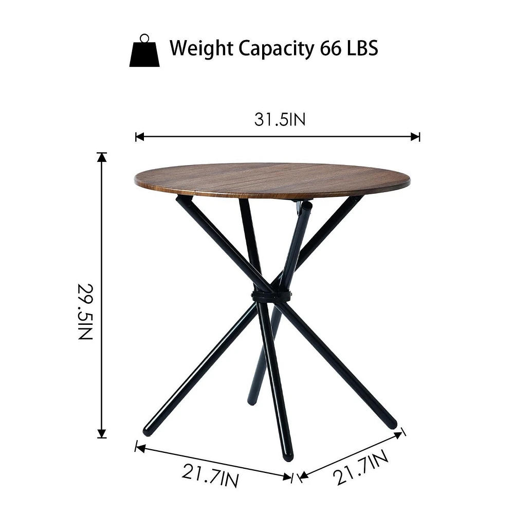 Ensemble de salle à manger 3 pièces Homy Casa pour bistrot avec table ronde en similibois et chaises d'appoint rembourrées en similicuir, marron/gris