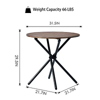 Ensemble de salle à manger 3 pièces Homy Casa pour bistrot avec table ronde en similibois et chaises d'appoint rembourrées en similicuir, marron/gris