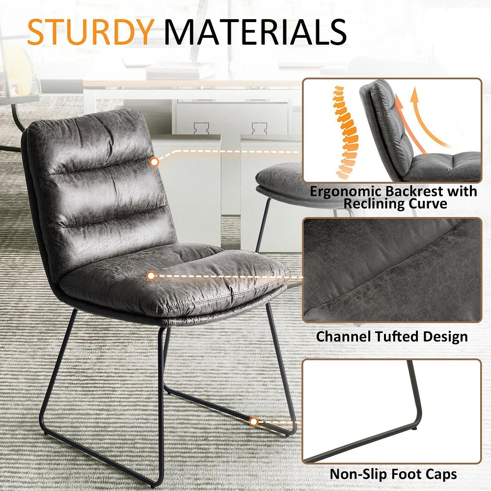 Ensemble de salle à manger 3 pièces Homy Casa pour bistrot avec table ronde en similibois et chaises d'appoint rembourrées en similicuir, marron/gris