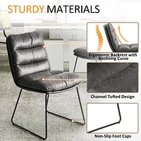 Ensemble de salle à manger 3 pièces Homy Casa pour bistrot avec table ronde en similibois et chaises d'appoint rembourrées en similicuir, marron/gris