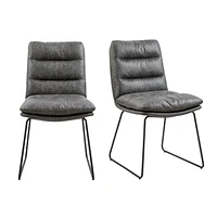 Ensemble de salle à manger 3 pièces Homy Casa pour bistrot avec table ronde en similibois et chaises d'appoint rembourrées en similicuir, marron/gris