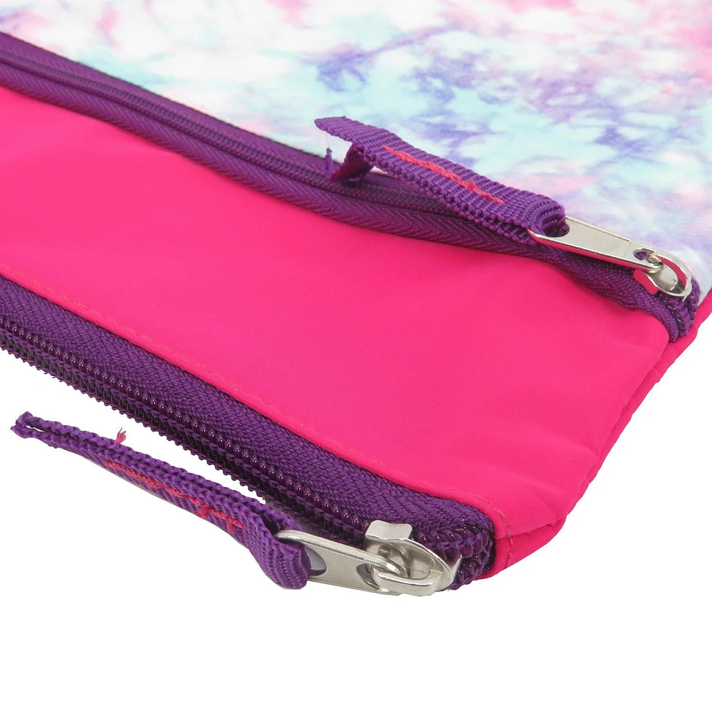 PEN+GEAR 2 ZIPPER COMPARTMENTS PENCIL CASE, PINK, (W x H): 7.75 x 10"