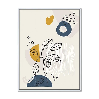 Designart Vintage Boho Minimalistic Flowers II FLOAT FRAME WALL ART