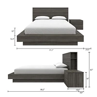 Ensemble de chambre à coucher Marconi 3 pièces avec lit, tête de lit et table de chevet
