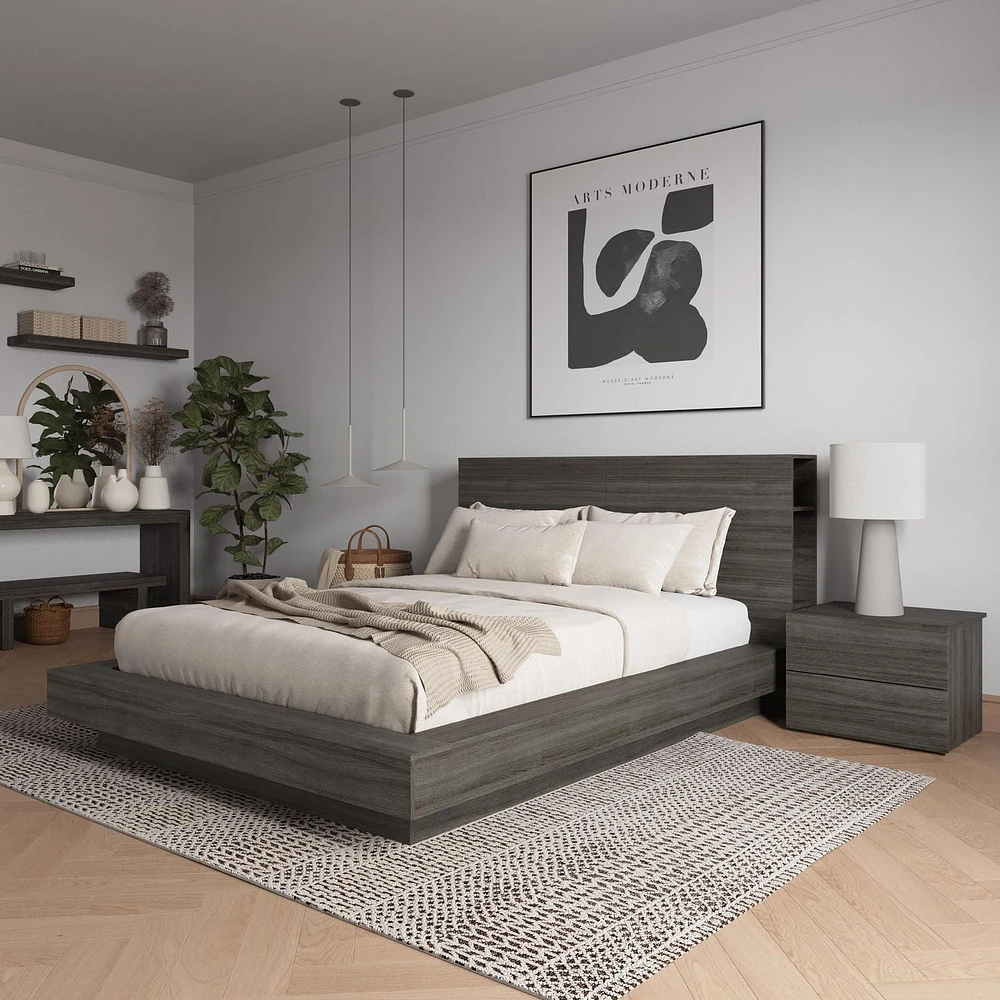 Ensemble de chambre à coucher Marconi 3 pièces avec lit, tête de lit et table de chevet