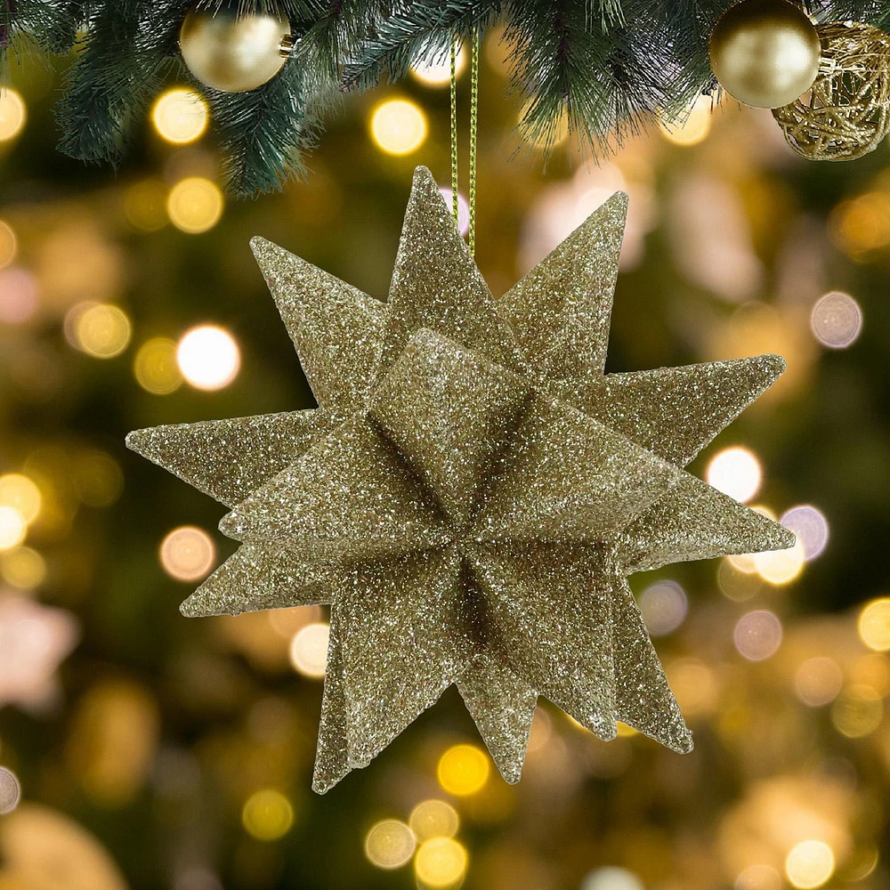 Holiday Time Champagne Gold Glitter Starburst ornament