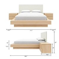 Julian 4 Piece Queen Size Bedroom Set with Bed, Upholstered Headboard and 2 Nightstands
