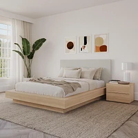 Julian 4 Piece Queen Size Bedroom Set with Bed, Upholstered Headboard and 2 Nightstands