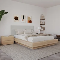 Julian 4 Piece Queen Size Bedroom Set with Bed, Upholstered Headboard and 2 Nightstands