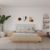 Julian 4 Piece Queen Size Bedroom Set with Bed, Upholstered Headboard and 2 Nightstands