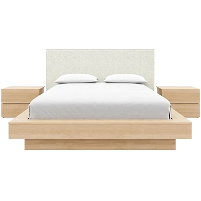 Ensemble de chambre à coucher Julian 4 pièces avec lit queen size, tête de lit rembourrée et 2 tables de chevet
