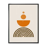 Designart Abstract Rainbow Sun and Moon In Earth Tones V FLOAT FRAME WALL ART