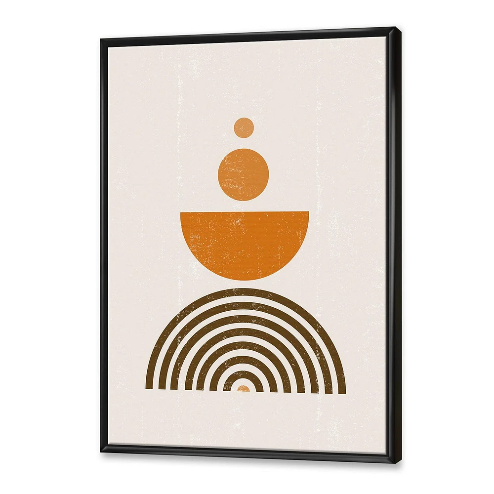 Designart Abstract Rainbow Sun and Moon In Earth Tones V FLOAT FRAME WALL ART