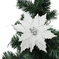 Holiday Time White Poinsettia Clip On Ornament, WHITE POINSETTIA Clip