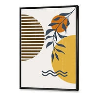 Designart Botanical Minimalist Leaf With Abstract Shapes I FLOAT FRAME WALL ART