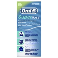 Oral-B Super Floss Pre-Cut Strands Dental Floss, Mint, 50 Strands