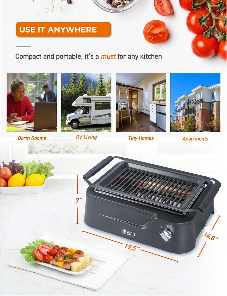 COMMERCIAL CHEF Indoor Smokeless Infrared Grill