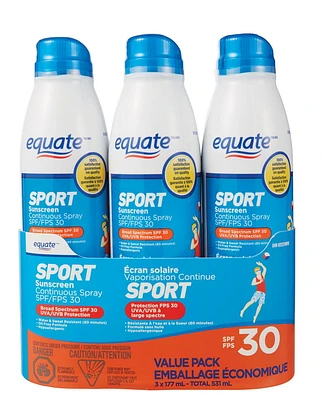 Equate Écran solaire Vaporisation continue SPORT FPS 30 emballage économique