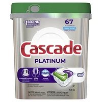 Cascade Platinum ActionPacs + Oxi, Dishwasher Detergent Pods, Fresh, 67 Count