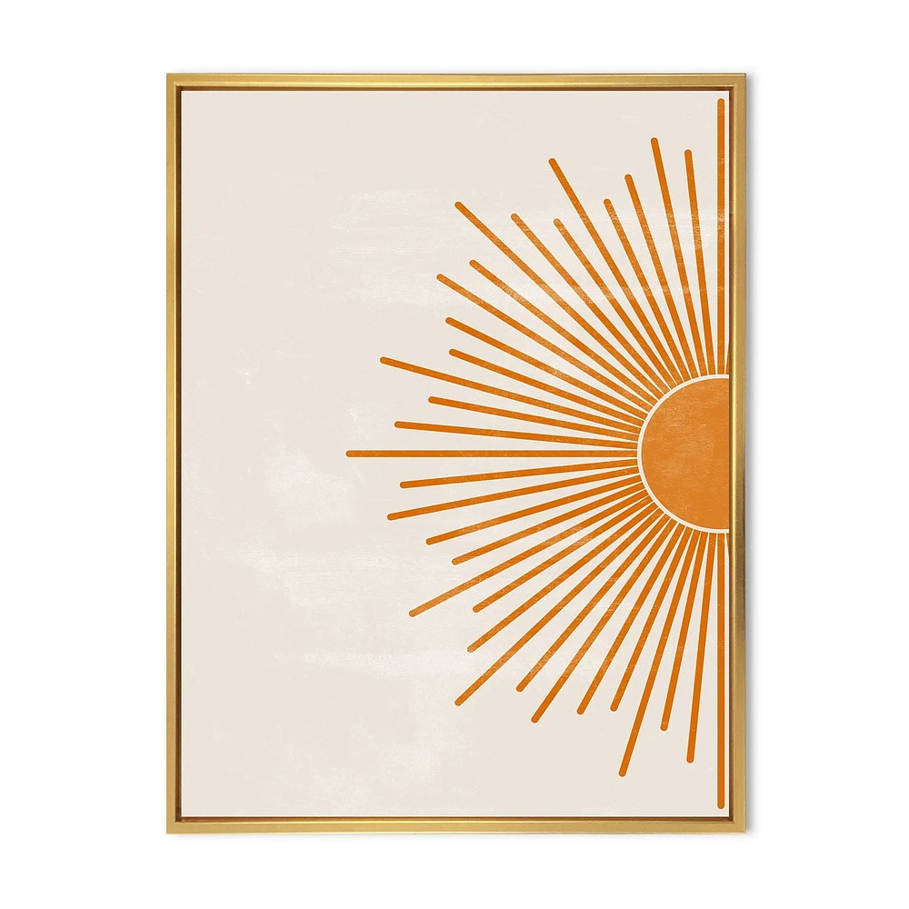 Designart Orange Sun Print I FLOAT FRAME WALL ART