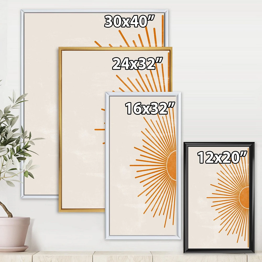 Designart Orange Sun Print I FLOAT FRAME WALL ART