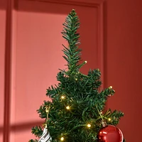 HOMCOM 6ft Prelit Pencil Artificial Christmas Tree Slim X mas Tree with 390 Branch Tips and 200 LED Lights - Green