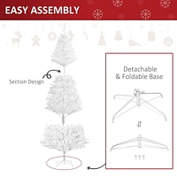 HOMCOM 7ft Christmas Tree Holiday Decoration with Stand - White