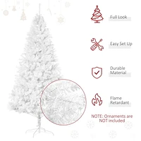 HOMCOM 7ft Christmas Tree Holiday Decoration with Stand - White