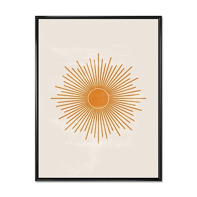 Designart Orange Sun Print II FLOAT FRAME WALL ART