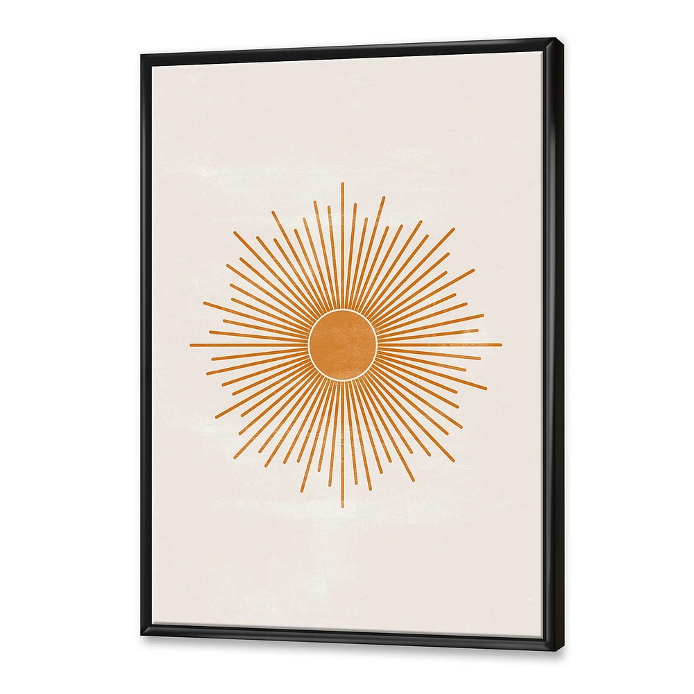 Designart Orange Sun Print II FLOAT FRAME WALL ART