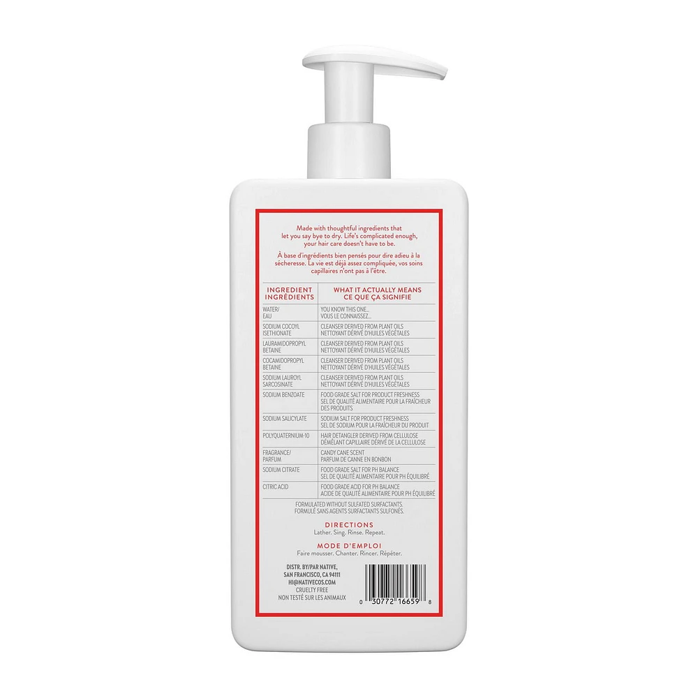 Native Limited Edition Moisturizing Shampoo, Candy Cane, Sulfate Free, Paraben Free, 487 ml, 487ML