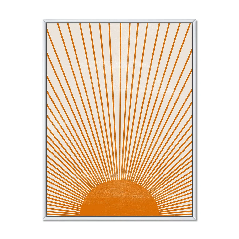 Designart Orange Sun Print III FLOAT FRAME WALL ART