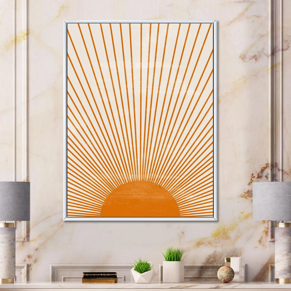 Designart Orange Sun Print III FLOAT FRAME WALL ART