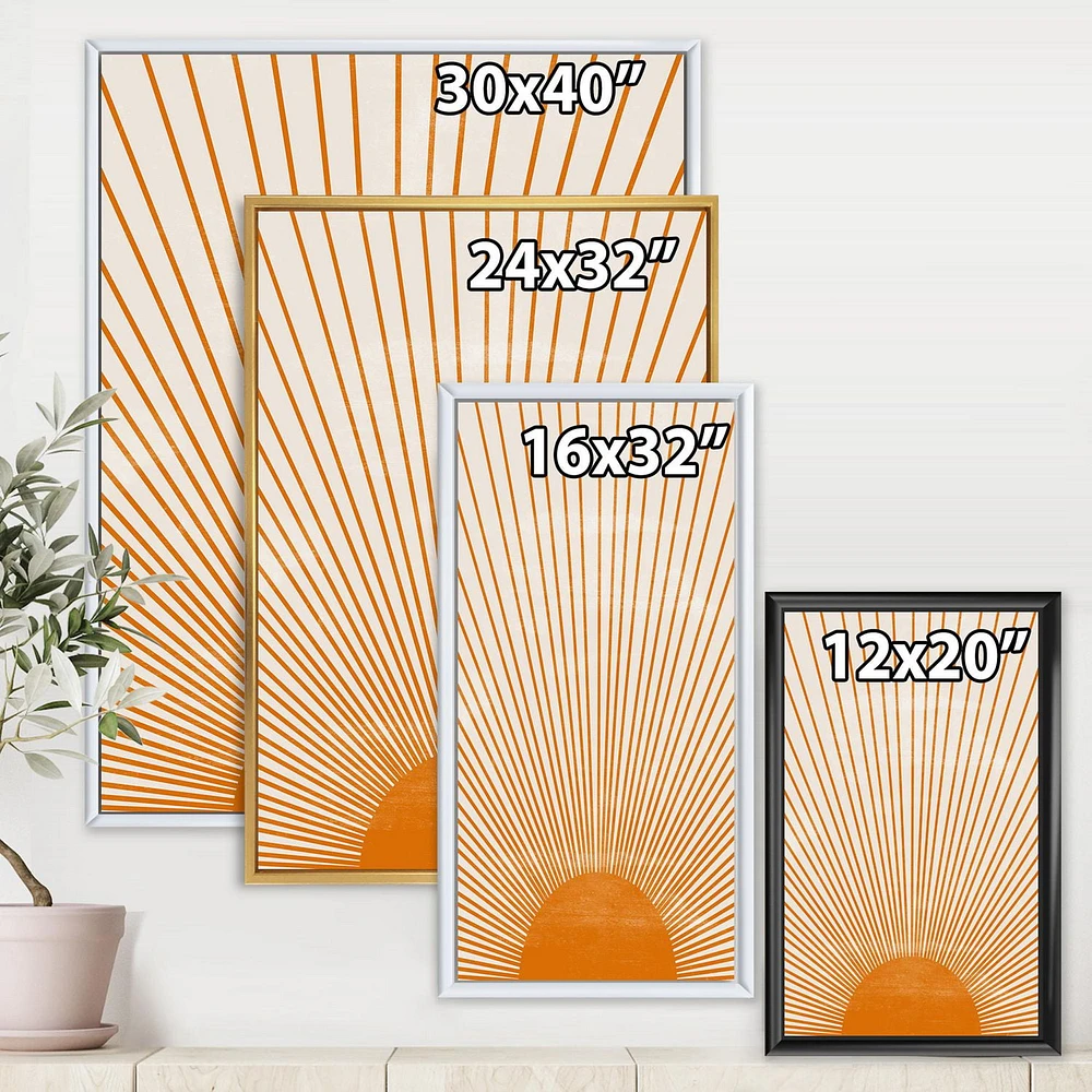 Designart Orange Sun Print III FLOAT FRAME WALL ART