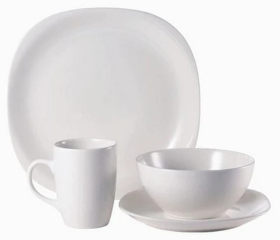 Mainstays 16 Piece Square Dinnerware Set – White