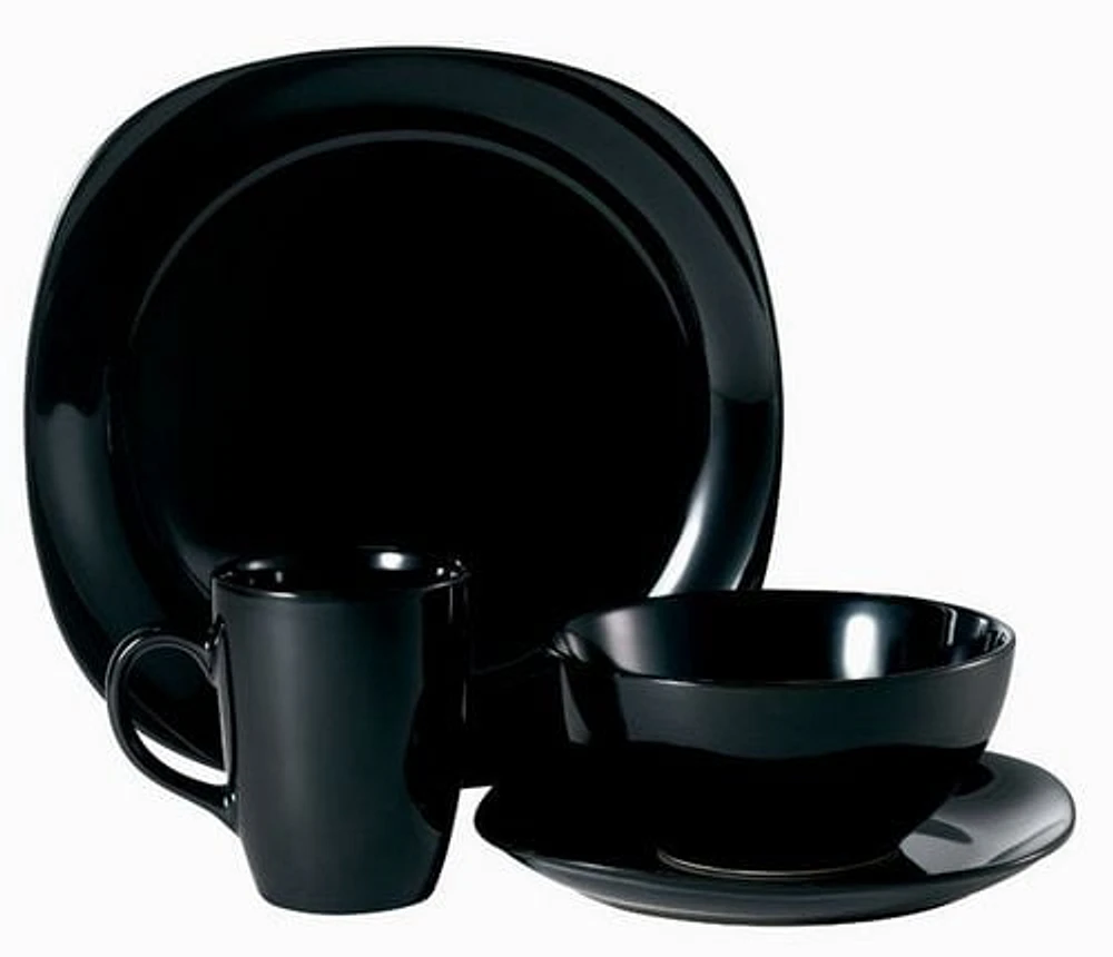 Mainstays 16 Piece Square Dinnerware Set - Black