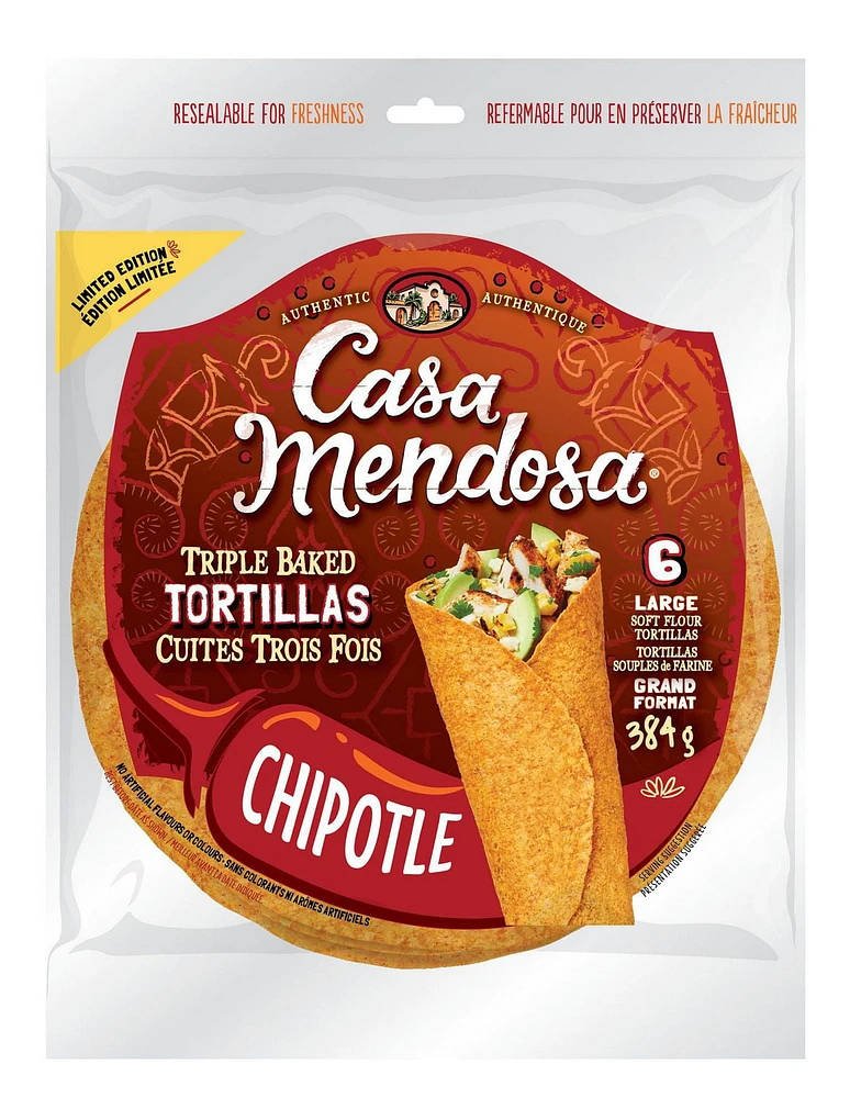 Cuites Trois Fois Chipotle Tortillas Tortillas Casa Mendosa avec Chipotle.
