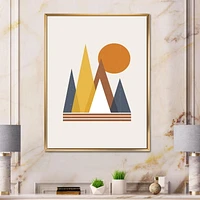 Designart Mountain Abstract and Sun FLOAT FRAME WALL ART